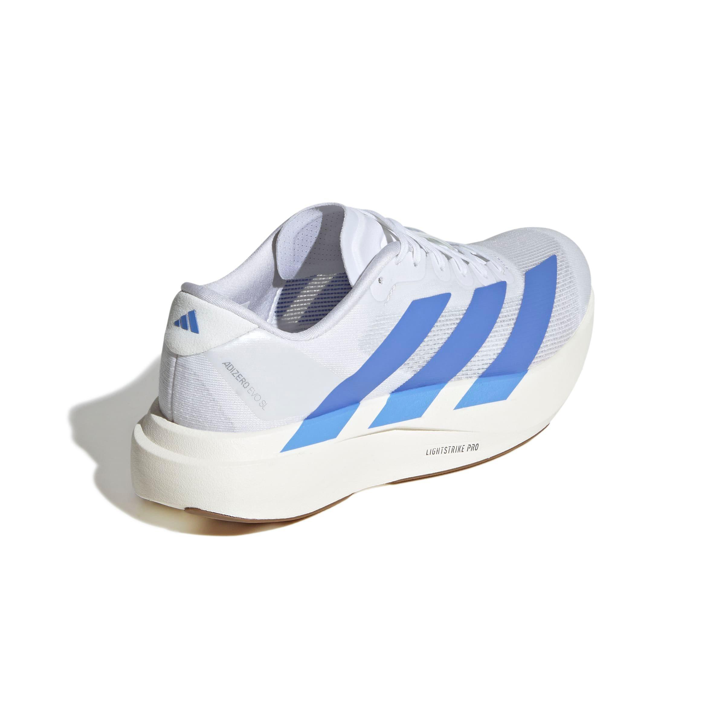 adidas Adizero EVO SL "Ftwr White/Blue Fusion/Off White" Women's Running Shoe - WHITE/BLUE/OFF WHITE Thumbnail View 4