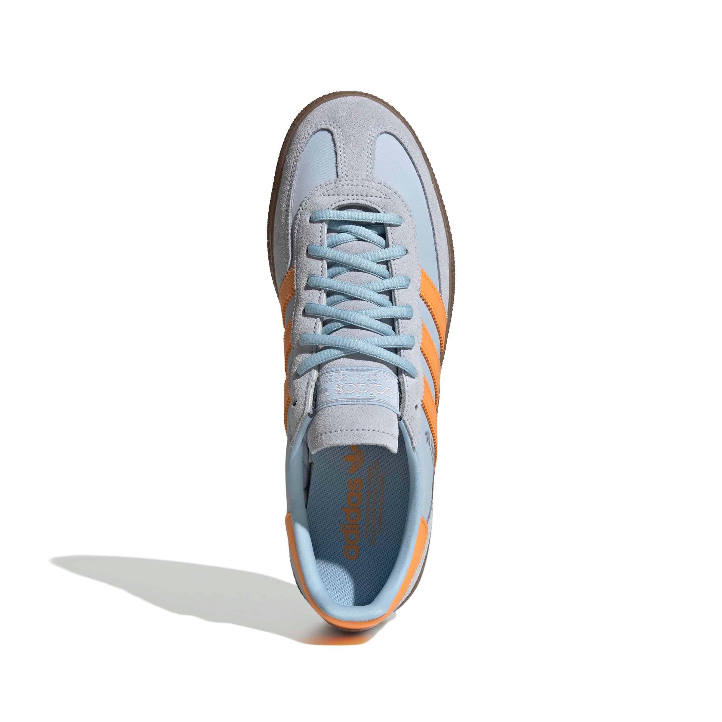 adidas Originals Handball Spezial "Crystal Sky/Pure Tangerine/Gum 5" Men's Shoe - SKY/TANGERINE/GUM Thumbnail View 5