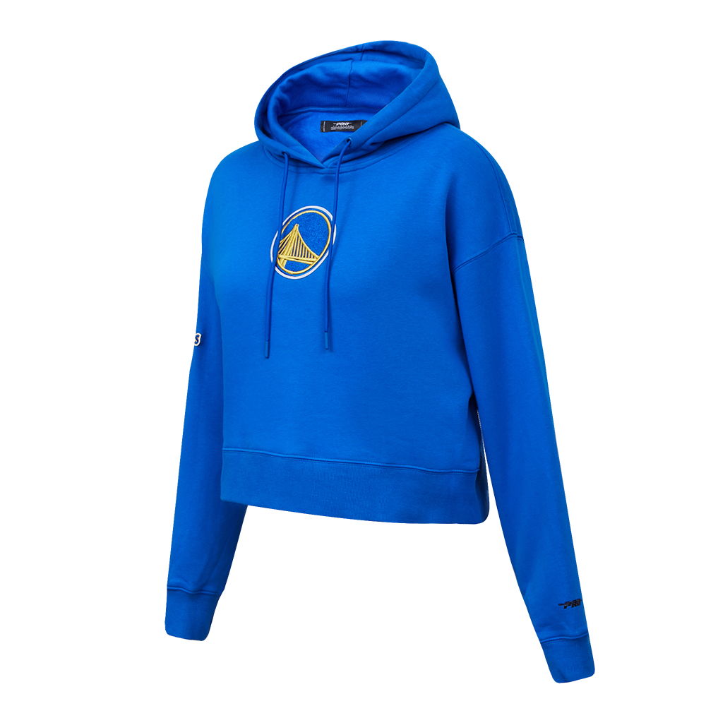 Pro Standard Women's Golden State Warriors Classic Fleece Cropped PO Hoodie - Royal Blue - ROYAL BLUE Thumbnail View 3