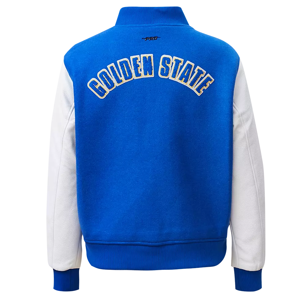 Pro Standard Women's Golden State Warriors Classic Wool Varsity Jacket -Royal/White - ROYAL/WHITE