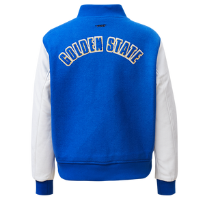 Pro Standard Women's Golden State Warriors Classic Wool Varsity Jacket -Royal/White
