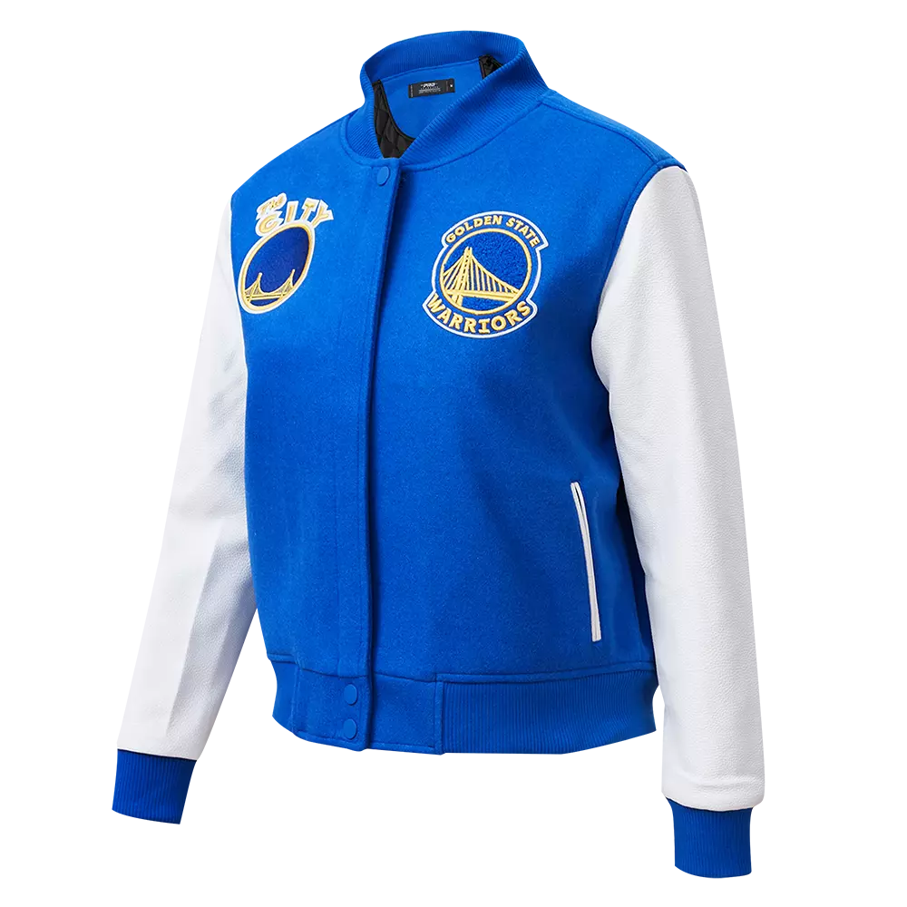 Pro Standard Women's Golden State Warriors Classic Wool Varsity Jacket - Royal/White - ROYAL/WHITE