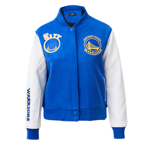 Pro Standard Women's Golden State Warriors Classic Wool Varsity Jacket -Royal/White