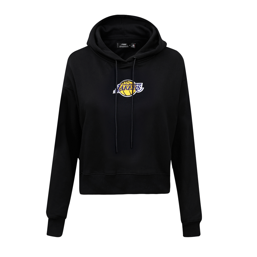Pro Standard Women's Los Angeles Lakers Classic Fleece Cropped PO Hoodie -Black - BLACK Thumbnail View 1