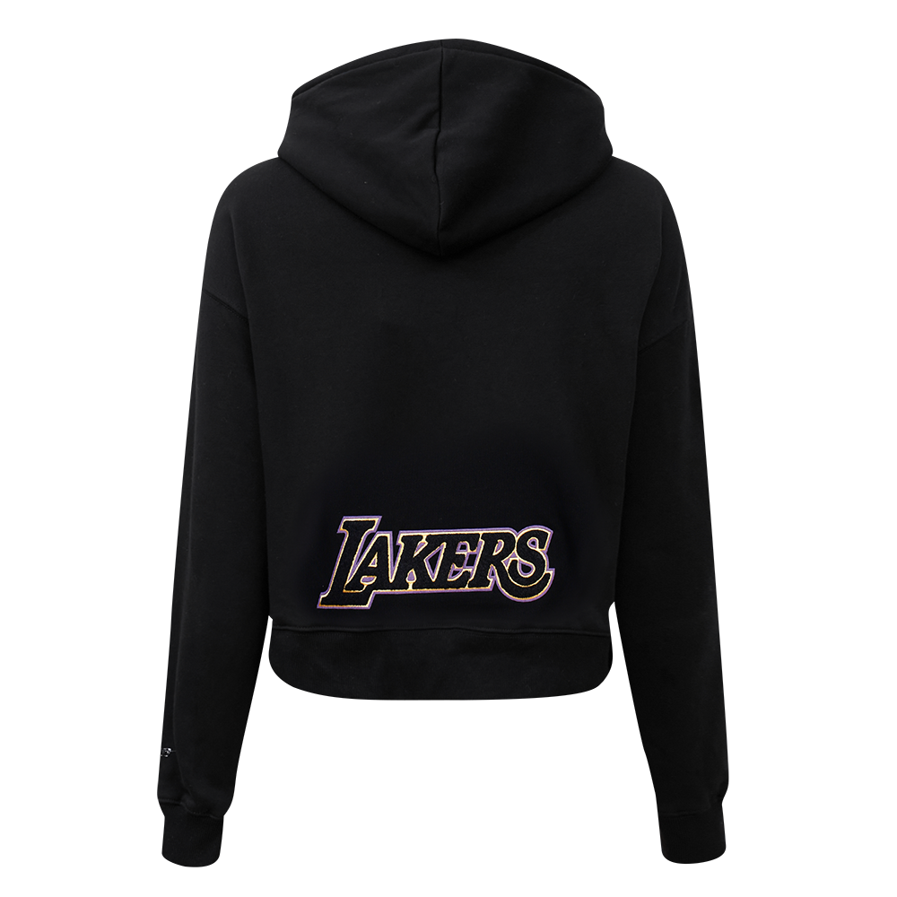 Pro Standard Women's Los Angeles Lakers Classic Fleece Cropped PO Hoodie - Black - BLACK Thumbnail View 2