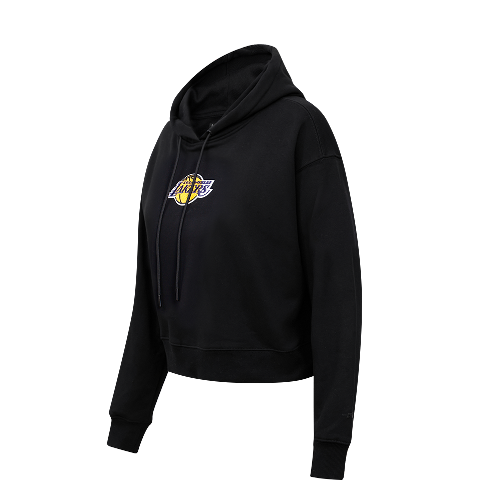Pro Standard Women's Los Angeles Lakers Classic Fleece Cropped PO Hoodie - Black - BLACK Thumbnail View 3