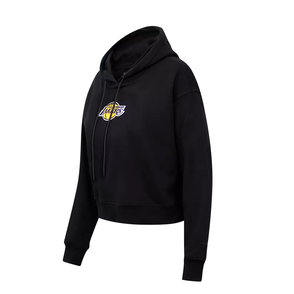 Pro Standard Women's Los Angeles Lakers Classic Fleece Cropped PO Hoodie -Black - BLACK