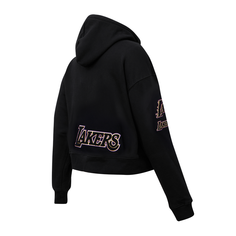 Pro Standard Women's Los Angeles Lakers Classic Fleece Cropped PO Hoodie - Black - BLACK Thumbnail View 4