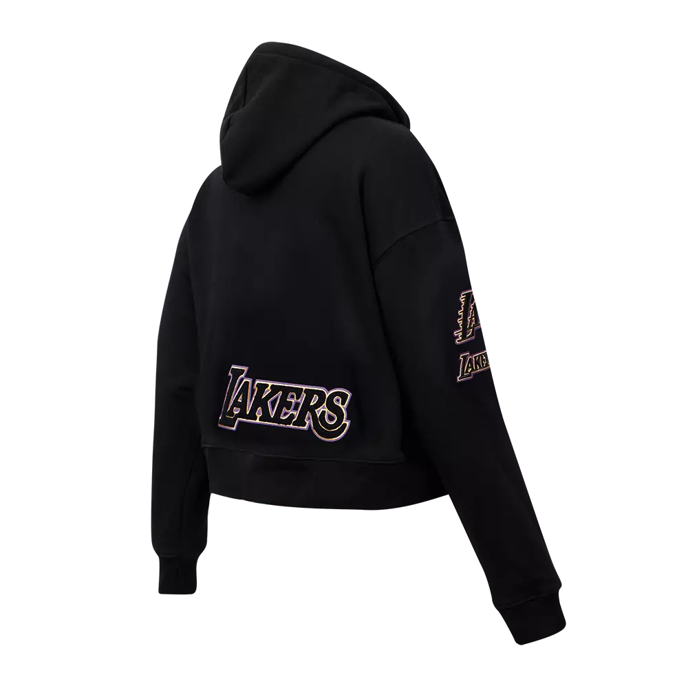 Pro Standard Women's Los Angeles Lakers Classic Fleece Cropped PO Hoodie -Black - BLACK
