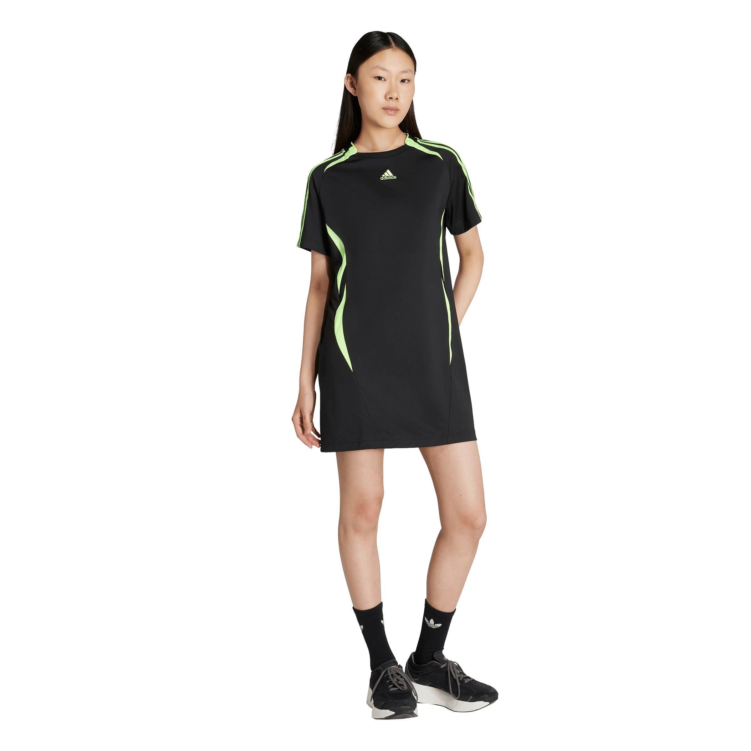 adidas Women's Teamgeist Adicolor Tee Dress - Black/Green - BLACK/GREEN Thumbnail View 1