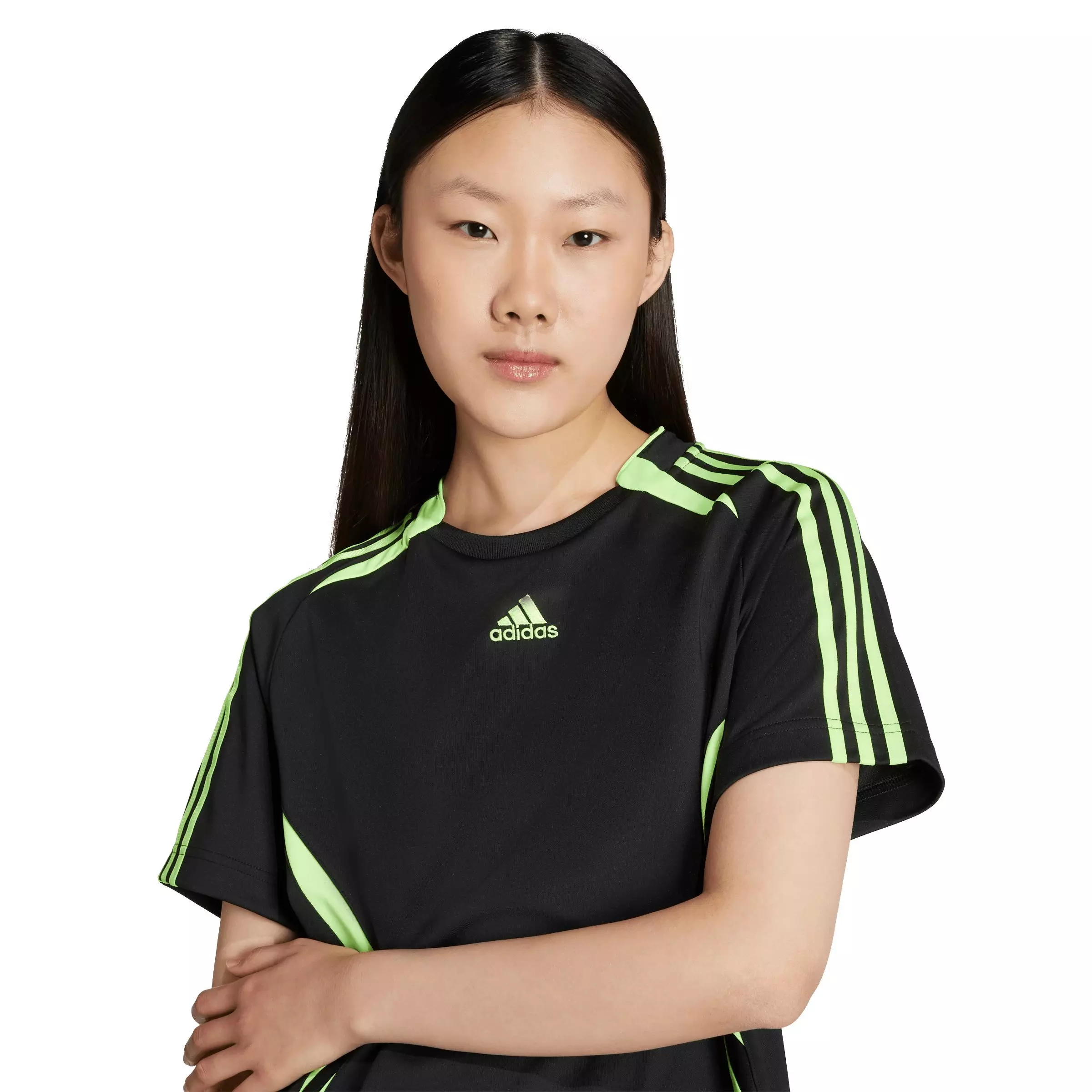 adidas Women's Teamgeist Adicolor Tee Dress - Black/Green - BLACK/GREEN