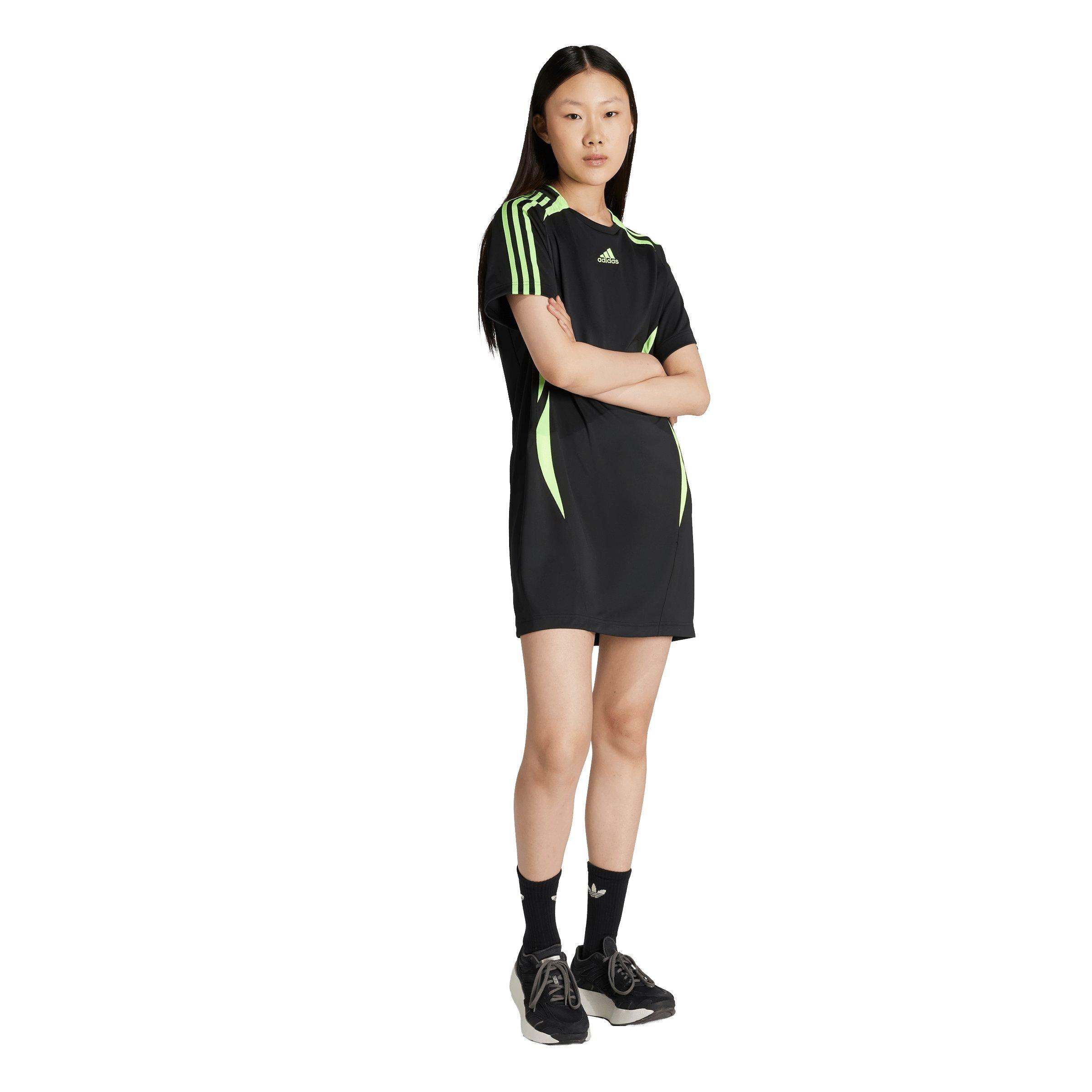 adidas Women's Teamgeist Adicolor Tee Dress -Black/Green - BLACK/GREEN Thumbnail View 5