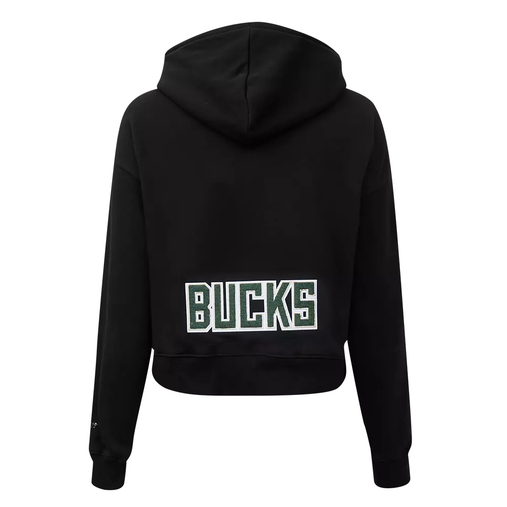 Pro Standard Women's Milwaukee Bucks Classic Fleece Cropped PO Hoodie - Black - BLACK