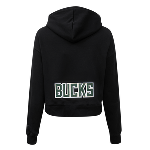 Pro Standard Women's Milwaukee Bucks Classic Fleece Cropped PO Hoodie -Black