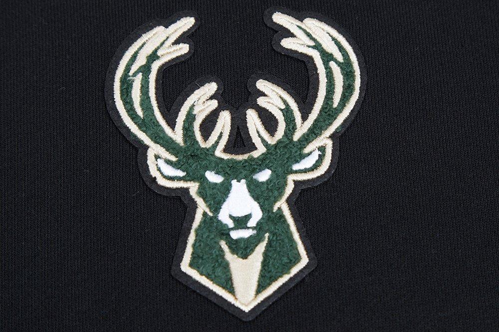 Pro Standard Women's Milwaukee Bucks Classic Fleece Cropped PO Hoodie -Black - BLACK Thumbnail View 5