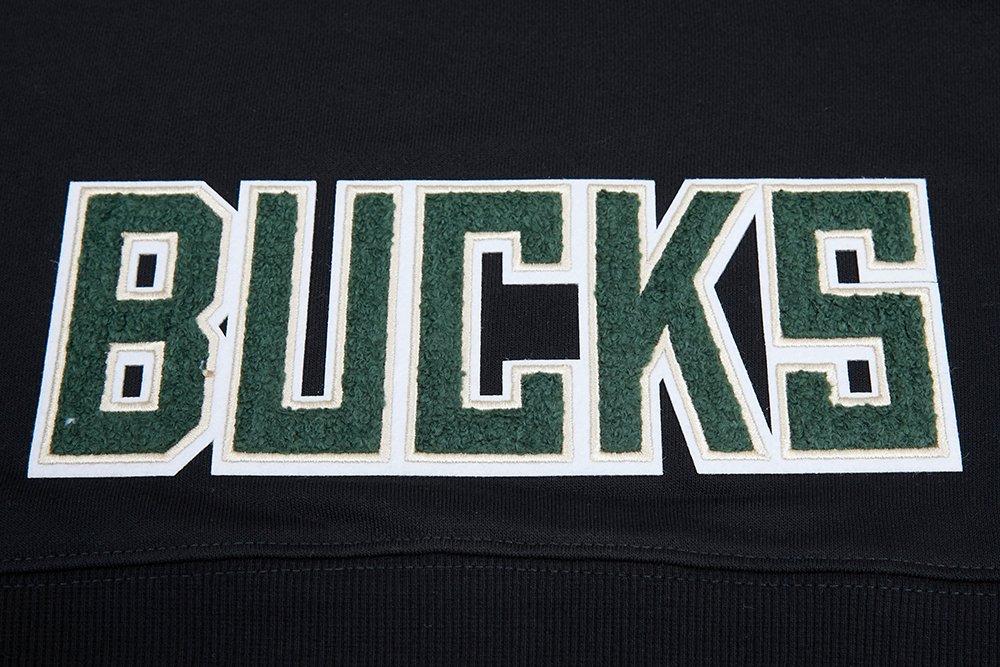 Pro Standard Women's Milwaukee Bucks Classic Fleece Cropped PO Hoodie -Black - BLACK Thumbnail View 7