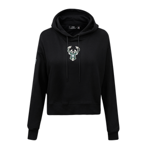 Pro Standard Women's Milwaukee Bucks Classic Fleece Cropped PO Hoodie -Black
