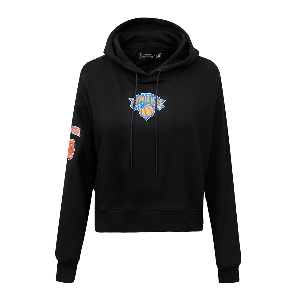 Pro Standard Women's New York Knicks Classic Fleece Cropped PO Hoodie -Black - BLACK Thumbnail View 1
