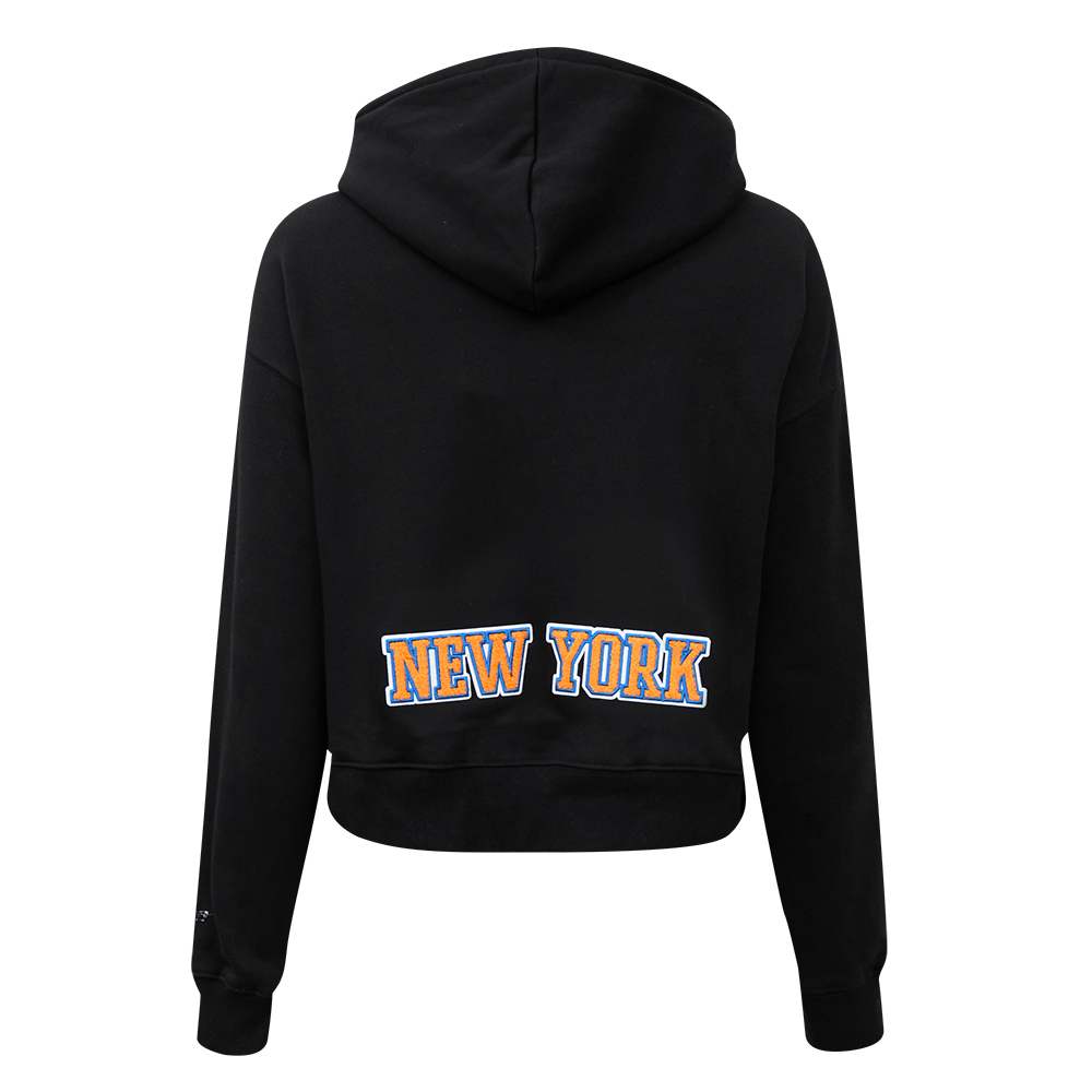 Pro Standard Women's New York Knicks Classic Fleece Cropped PO Hoodie -Black - BLACK Thumbnail View 2