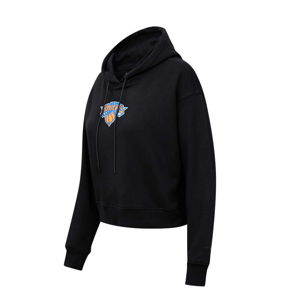 Pro Standard Women's New York Knicks Classic Fleece Cropped PO Hoodie - Black - BLACK Thumbnail View 3