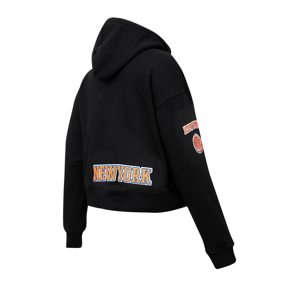 Pro Standard Women's New York Knicks Classic Fleece Cropped PO Hoodie - Black - BLACK Thumbnail View 4