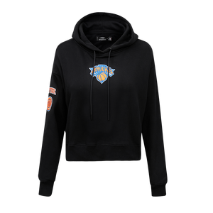 Pro Standard Women's New York Knicks Classic Fleece Cropped PO Hoodie -Black