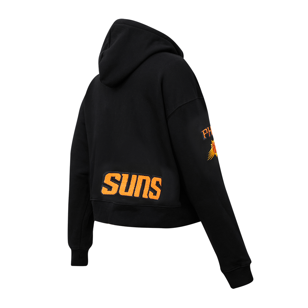 Pro Standard Women's Phoenix Suns Classic Fleece Cropped Pull Over Hoodie - Black - BLACK Thumbnail View 4