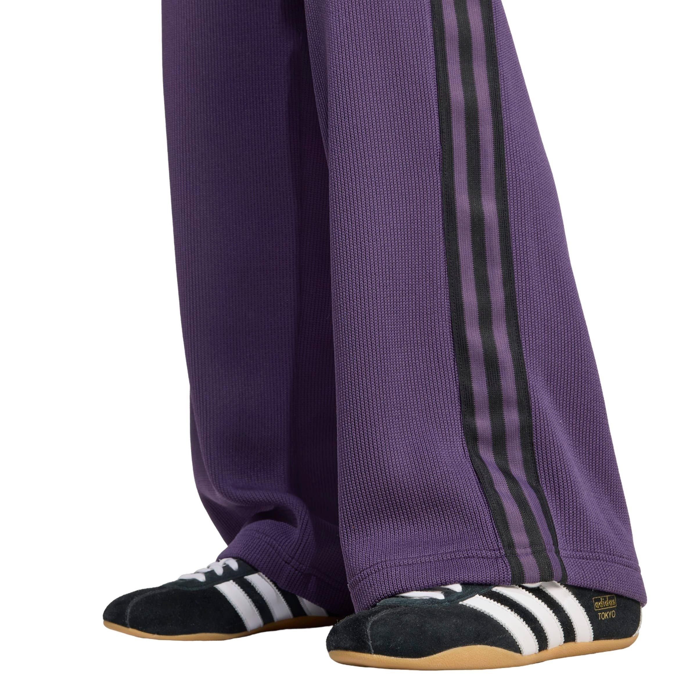 adidas Originals Women's Adicolor Firebird Knit Track Tracksuit Bottoms -Purple/Black - PURPLE/WHITE Thumbnail View 4