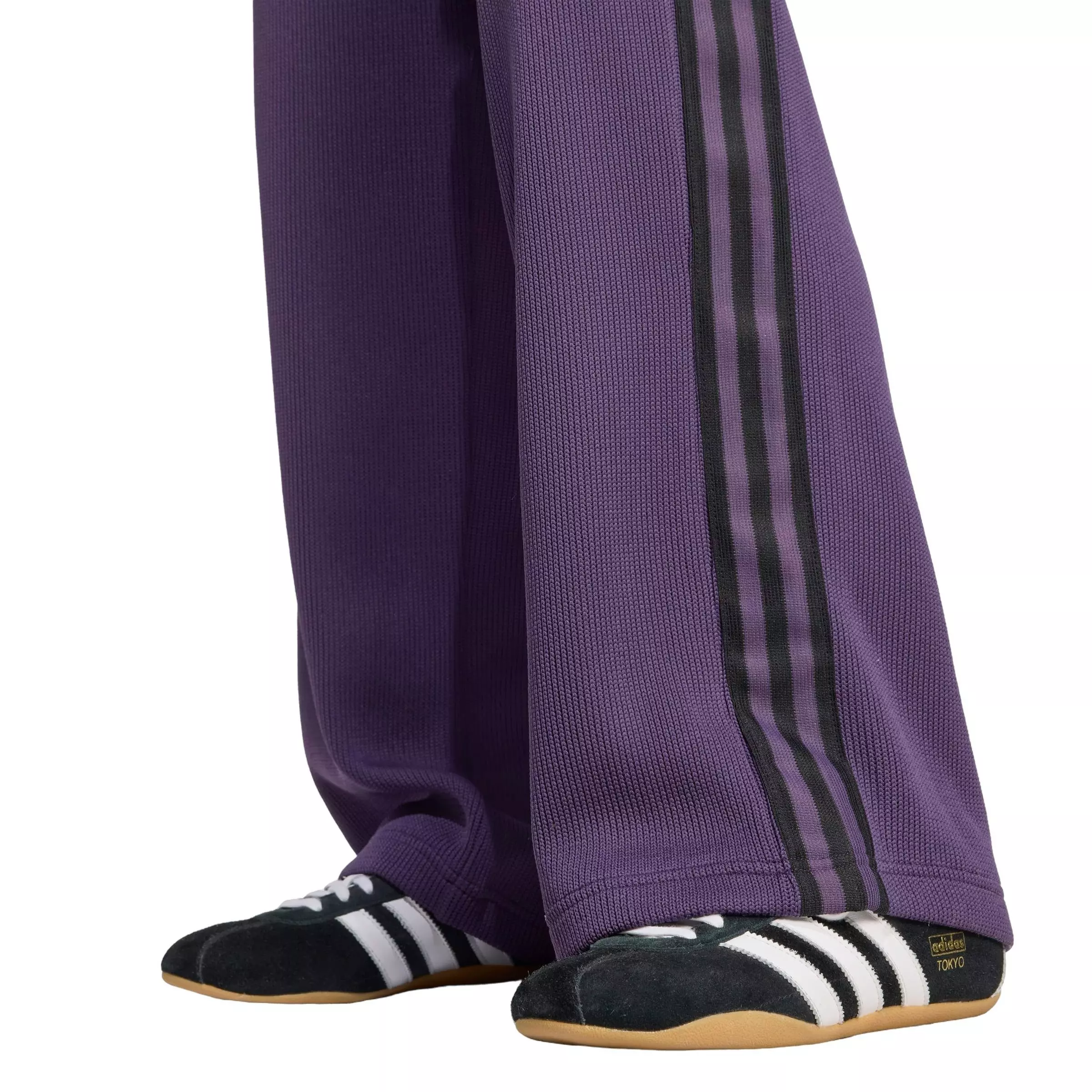 adidas Originals Women's Adicolor Firebird Knit Track Tracksuit Bottoms -Purple/Black - PURPLE/WHITE