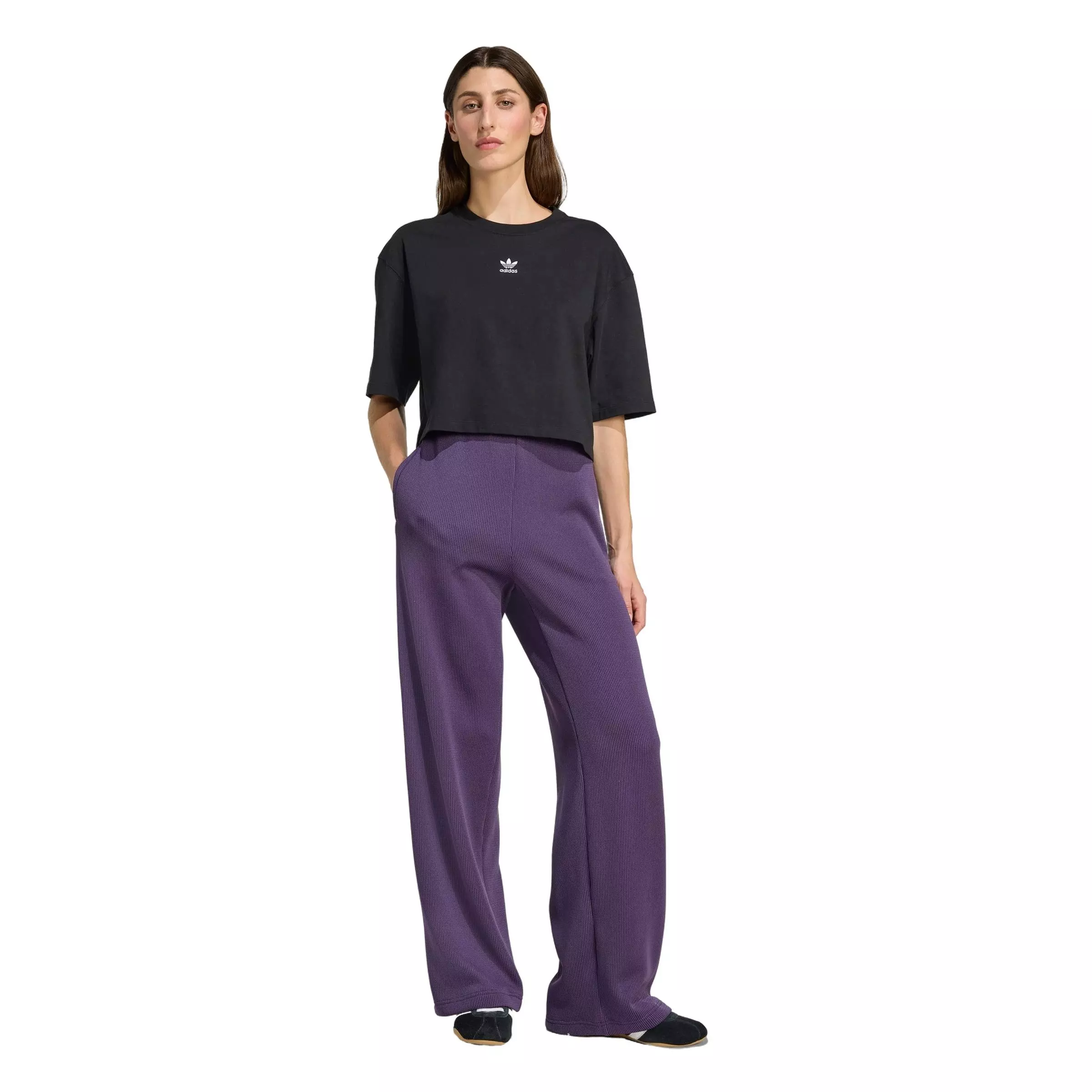 adidas Originals Women's Adicolor Firebird Knit Track Tracksuit Bottoms -Purple/Black - PURPLE/WHITE