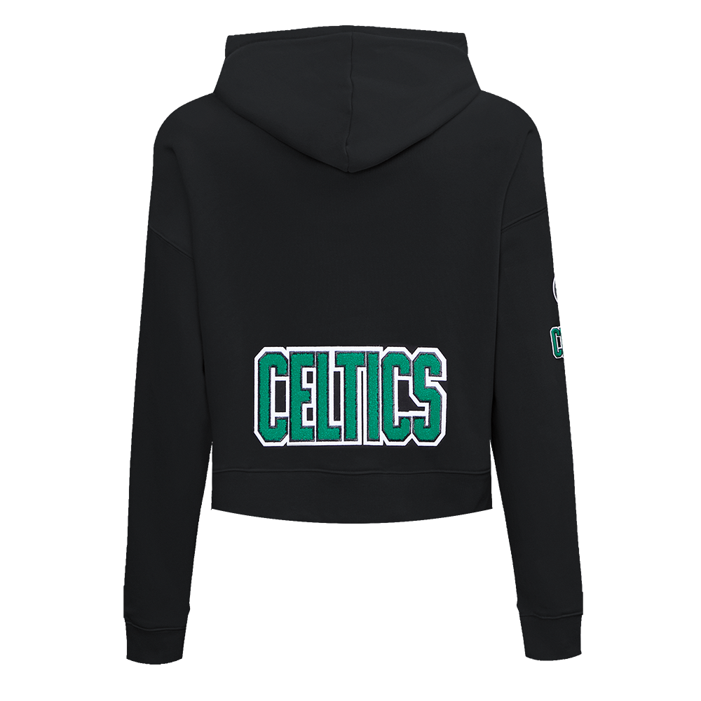 Pro Standard Women's Boston Celtics Classic Fleece Cropped PO Hoodie - Black - BLACK Thumbnail View 2