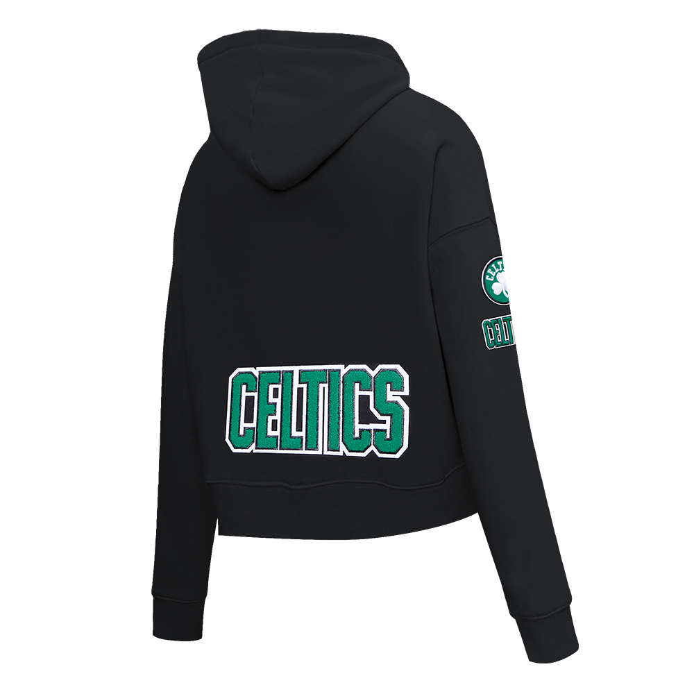 Pro Standard Women's Boston Celtics Classic Fleece Cropped PO Hoodie -Black - BLACK Thumbnail View 4
