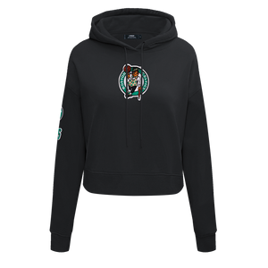 Pro Standard Women's Boston Celtics Classic Fleece Cropped PO Hoodie -Black