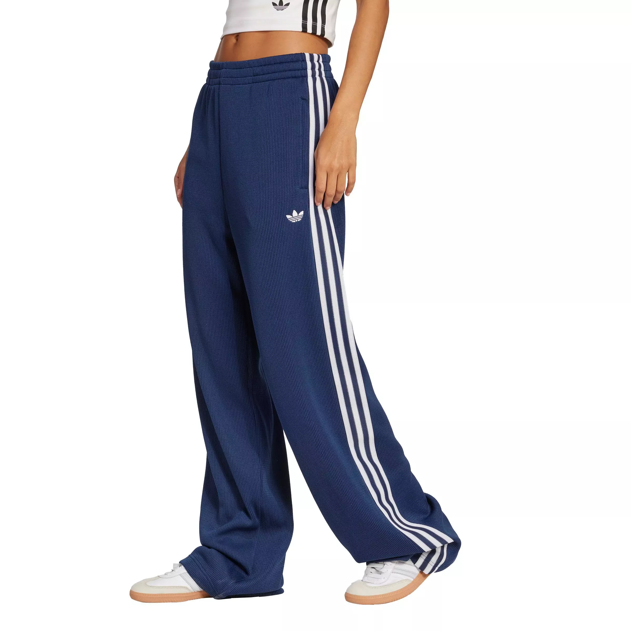 adidas Originals Women's Adicolor Firebird Knit Track Tracksuit Bottoms -Navy/White - NAVY/WHITE