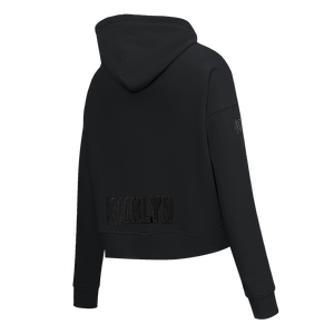 Pro Standard Women's Brooklyn Nets Triple Black Fleece Cropped PO Hoodie