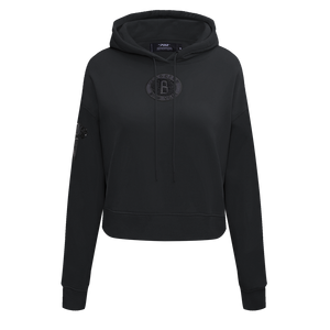 Pro Standard Women's Brooklyn Nets Triple Black Fleece Cropped PO Hoodie