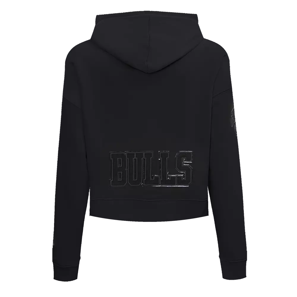 Pro Standard Women's Chicago Bulls Triple Black Fleece Cropped PO Hoodie - BLACK