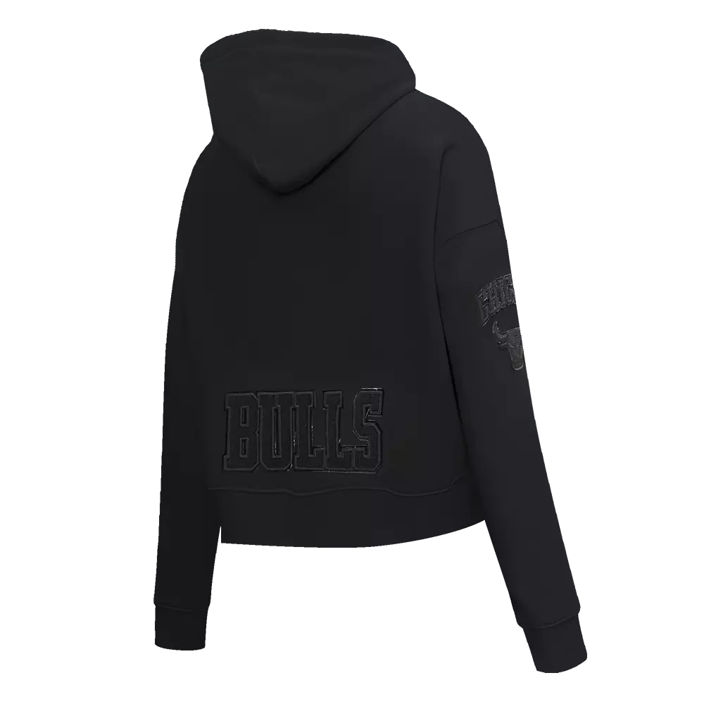 Pro Standard Women's Chicago Bulls Triple Black Fleece Cropped PO Hoodie - BLACK