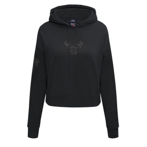 Pro Standard Women's Chicago Bulls Triple Black Fleece Cropped PO Hoodie