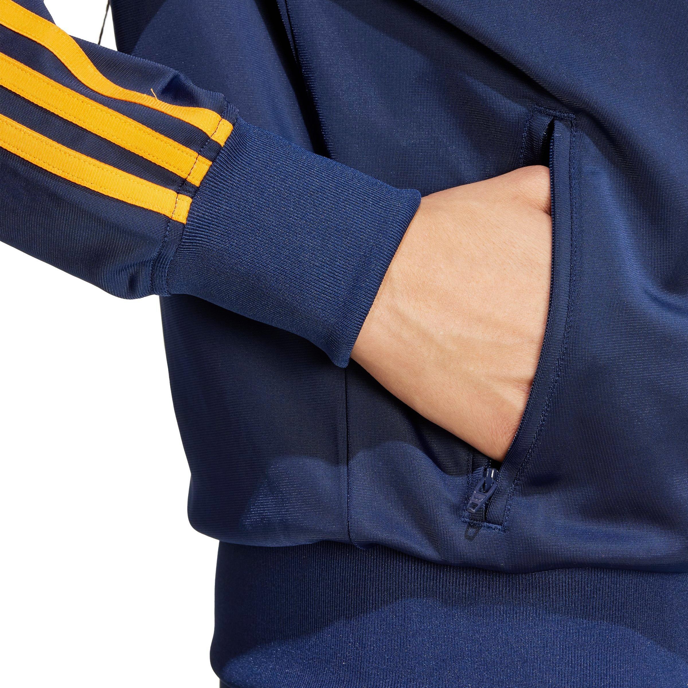 adidas Originals Women's Adicolor Classic Firebird Loose Track Top -Navy/Orange - NAVY/ORANGE Thumbnail View 4