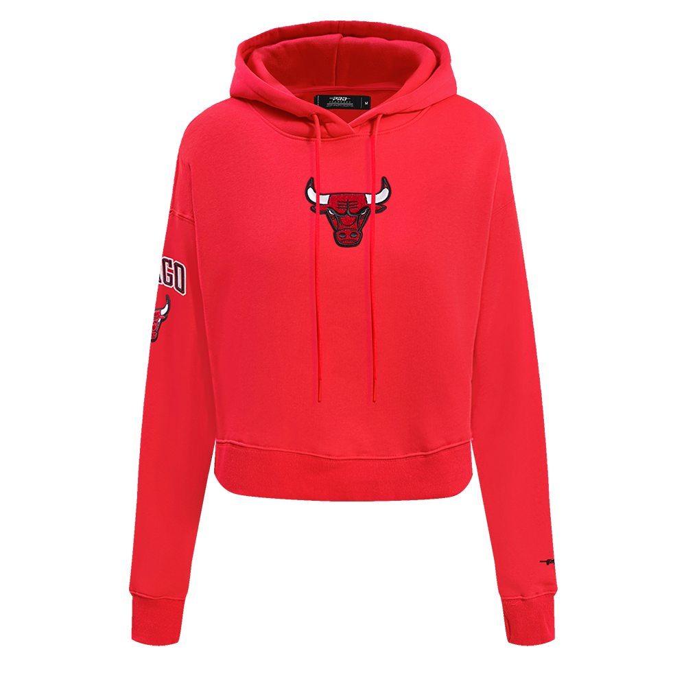 Pro Standard Women's Chicago Bulls Classic Fleece Cropped PO Hoodie - Red - RED Thumbnail View 1