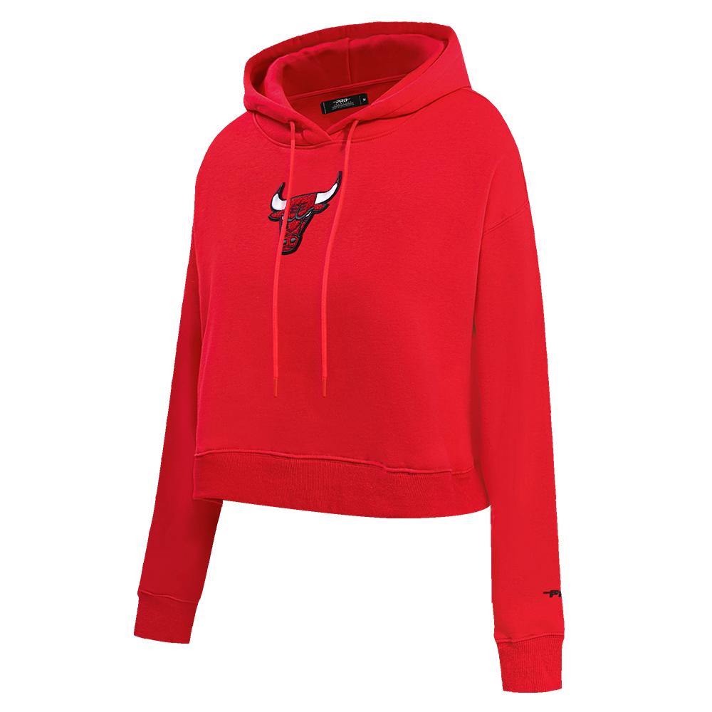 Pro Standard Women's Chicago Bulls Classic Fleece Cropped PO Hoodie -Red - RED Thumbnail View 3