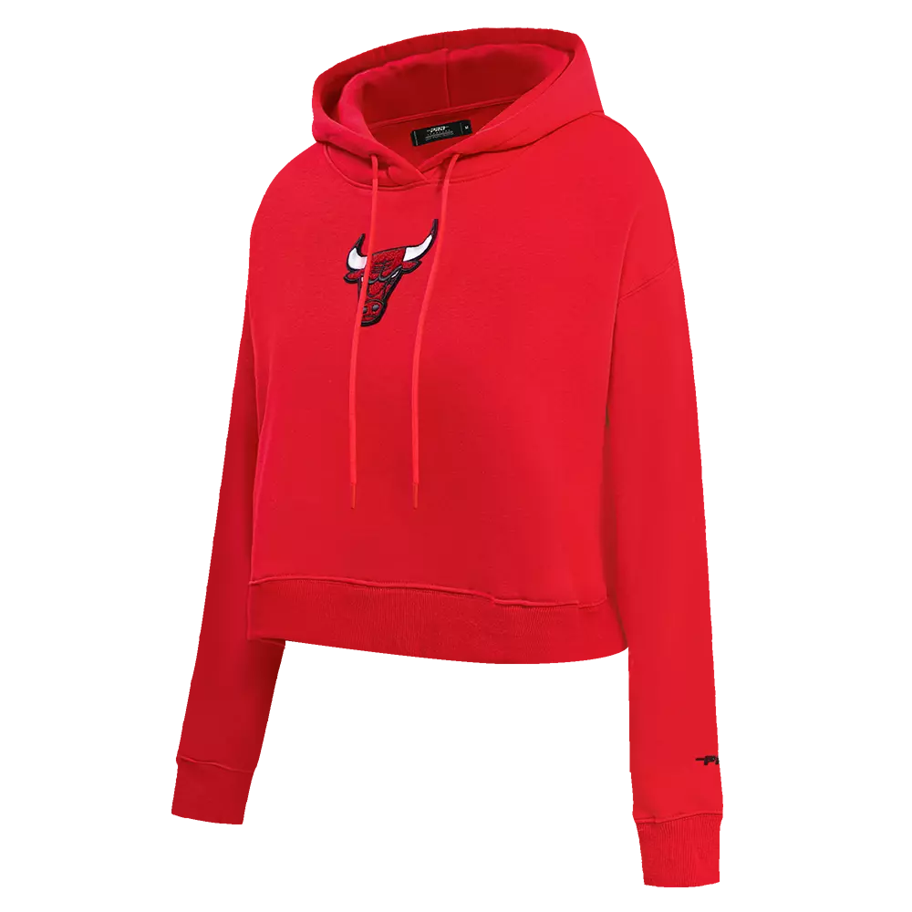 Pro Standard Women's Chicago Bulls Classic Fleece Cropped PO Hoodie -Red - RED