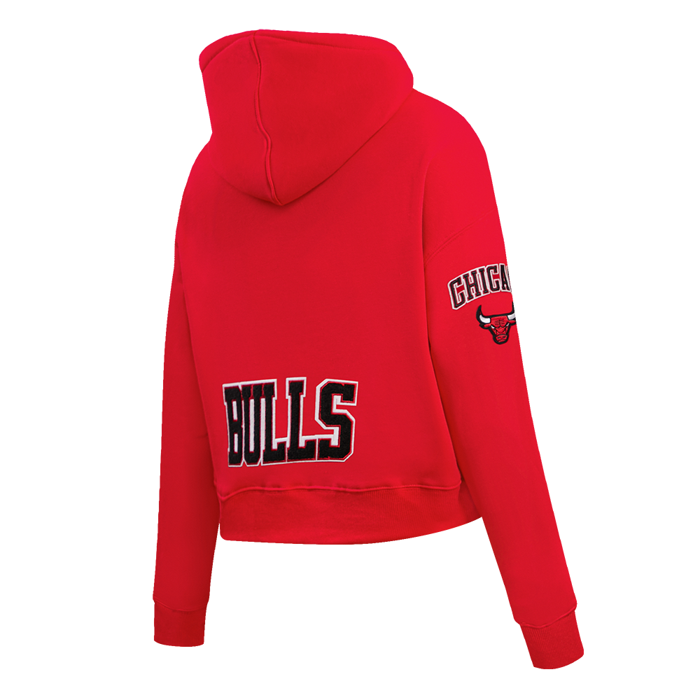 Pro Standard Women's Chicago Bulls Classic Fleece Cropped PO Hoodie -Red - RED Thumbnail View 4
