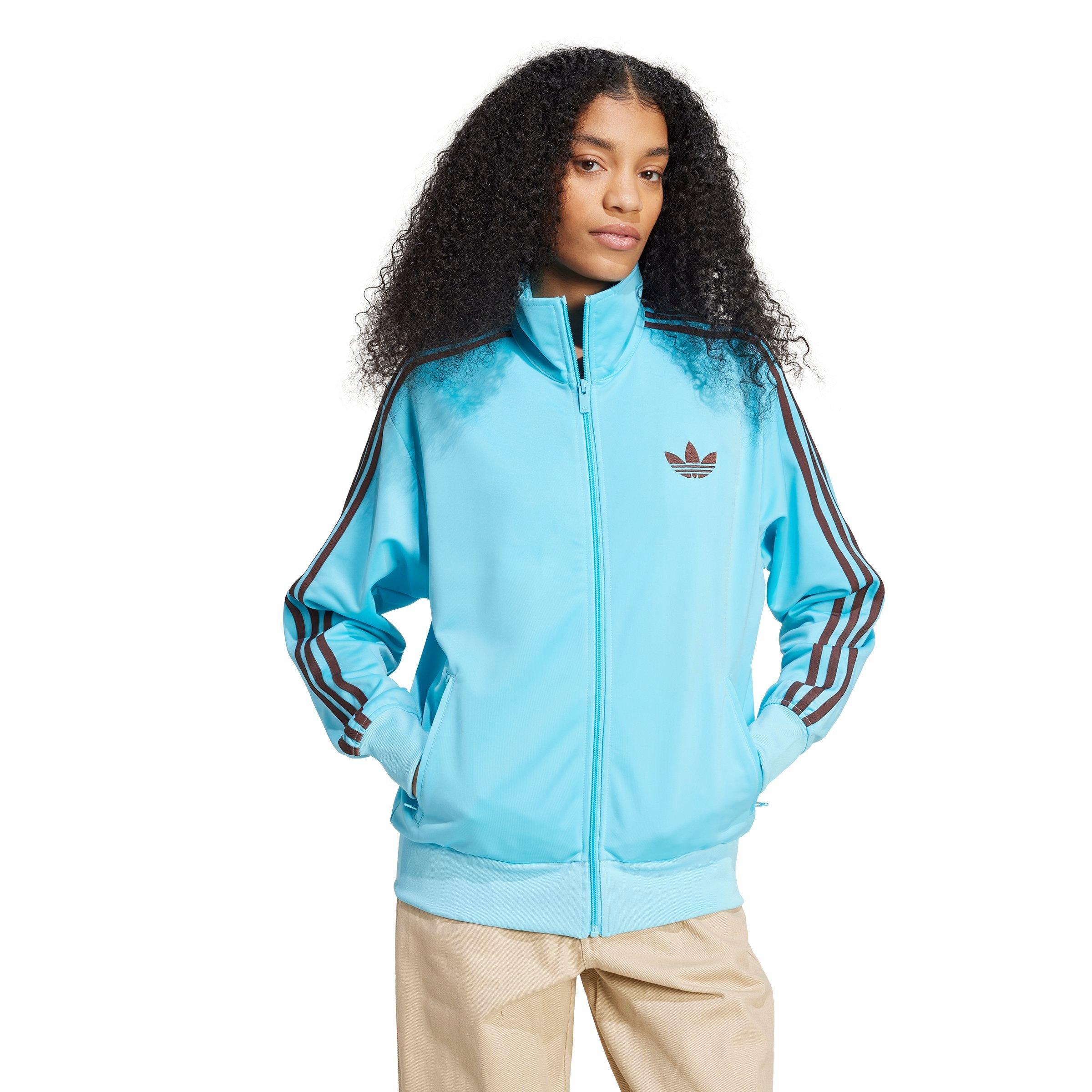 adidas Originals Women's Adicolor Classic Firebird Loose Track Top -Lt Blue/Brown - LT BLUE/BROWN Thumbnail View 1
