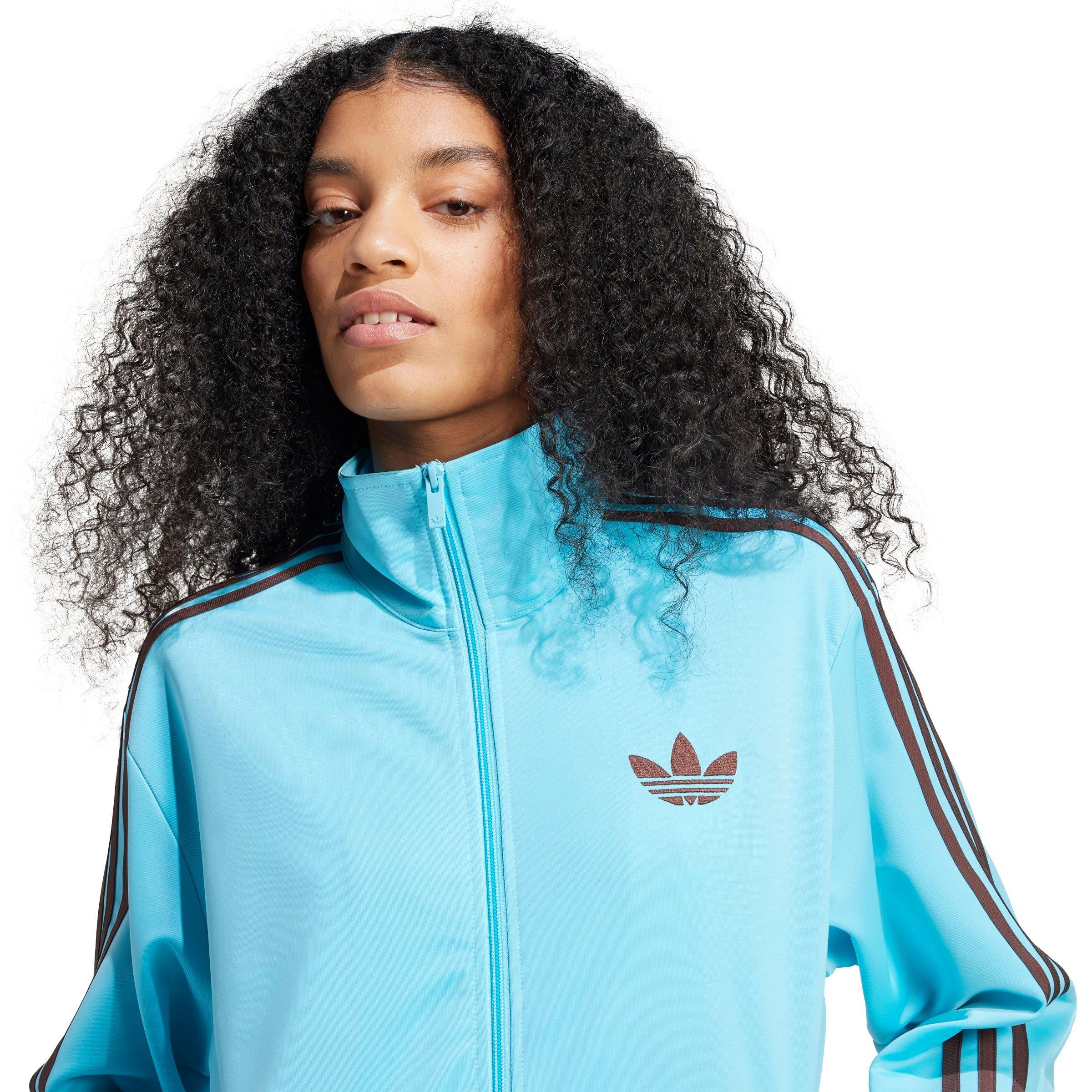 adidas Originals Women's Adicolor Classic Firebird Loose Track Top -Lt Blue/Brown - LT BLUE/BROWN Thumbnail View 3