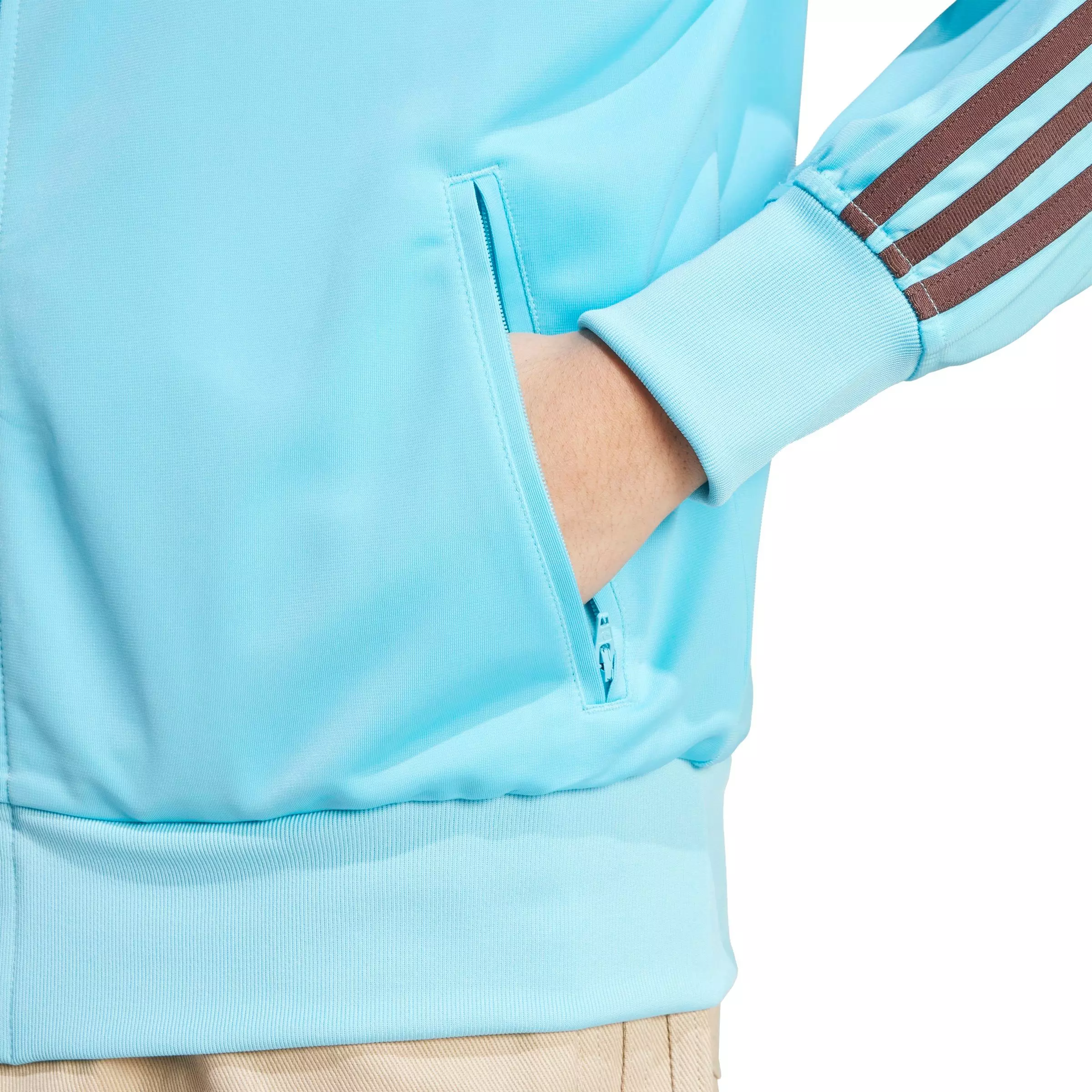 adidas Originals Women's Adicolor Classic Firebird Loose Track Top -Lt Blue/Brown - LT BLUE/BROWN
