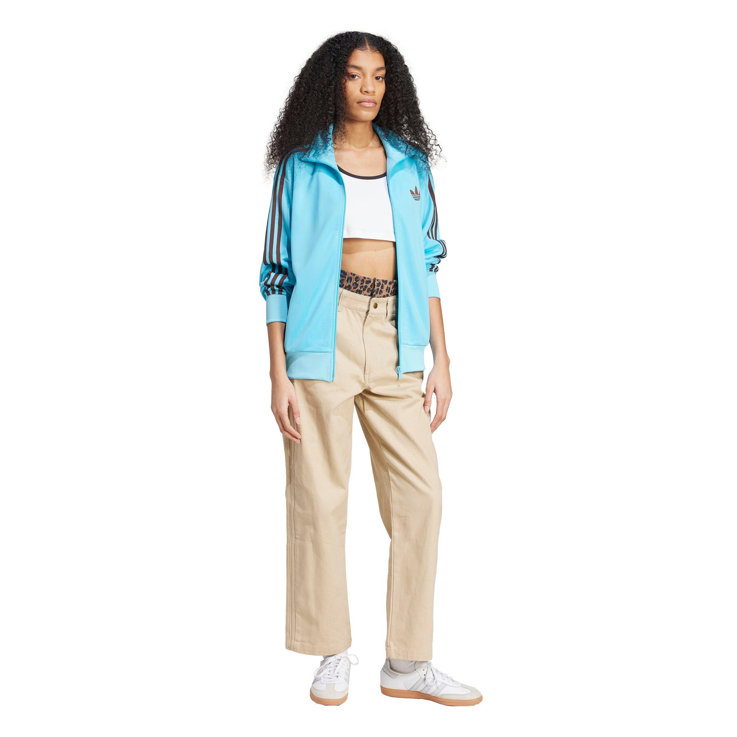adidas Originals Women's Adicolor Classic Firebird Loose Track Top -Lt Blue/Brown - LT BLUE/BROWN Thumbnail View 5