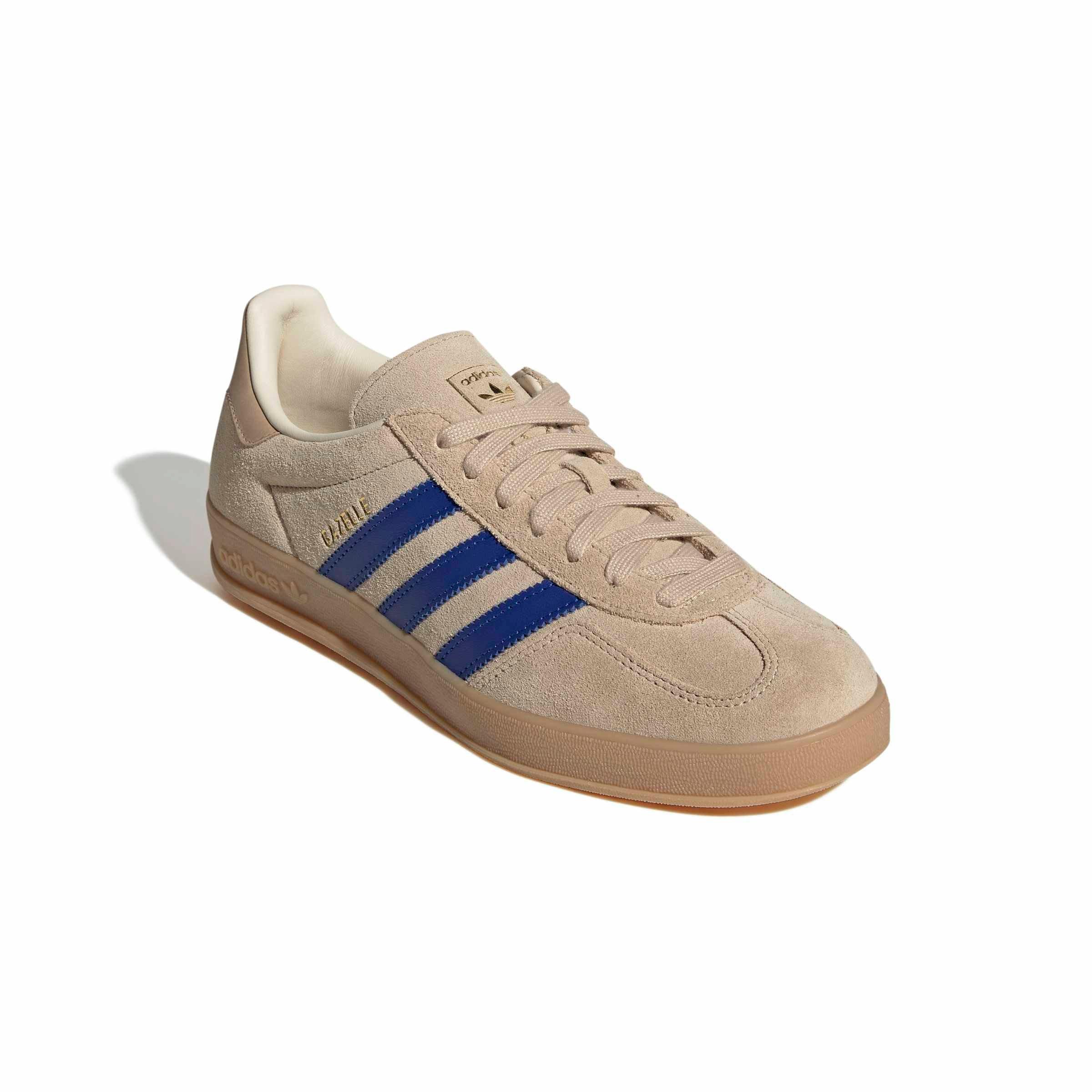 adidas Originals Gazelle Indoor "Magic Beige/Team Royal Blue/Wonder White" Men's Shoe - BEIGE/ROYAL/WHITE Thumbnail View 3