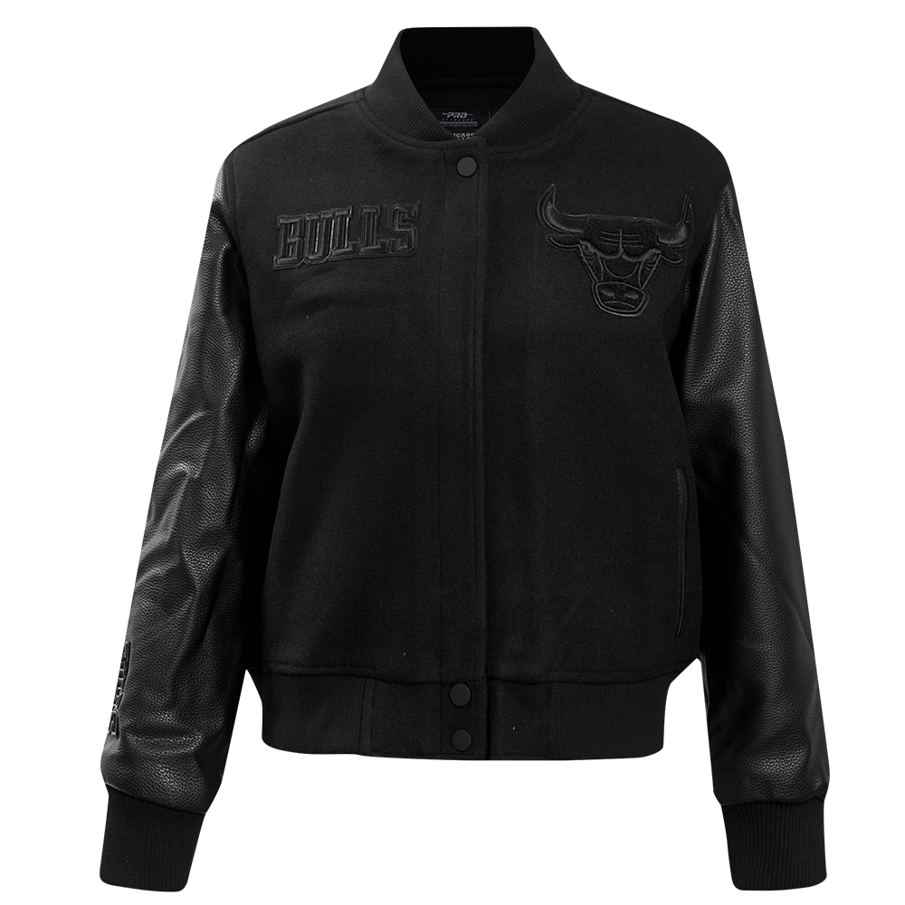 Pro Standard Women's Chicago Bulls Triple Black Wool Varsity Jacket - BLACK Thumbnail View 1